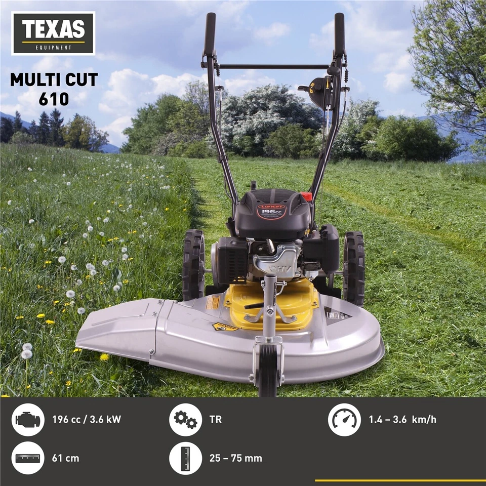 TEXAS Hochgrasmäher Profi Wiesenmäher Rasenmäher Benzin  61cm Multi Cut 610 - Bild 2 von 4