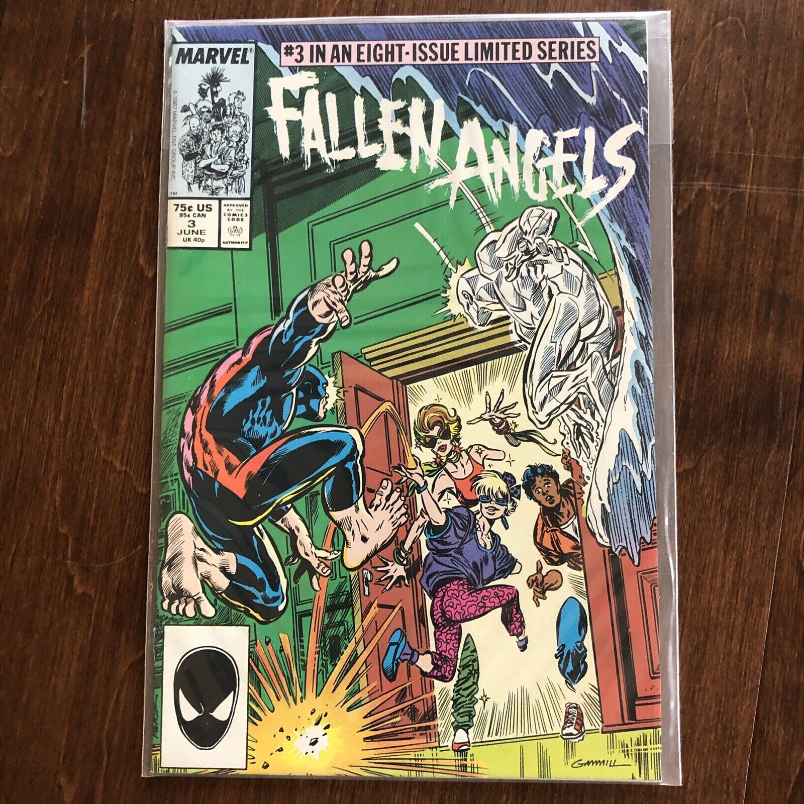 Marvel Fallen Angels Comic Book #3 of 8 June 1987 In Plastic Sleeve Preowned