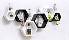 Hexagon wall shelf set of 6 hexagon wall shelf White Black