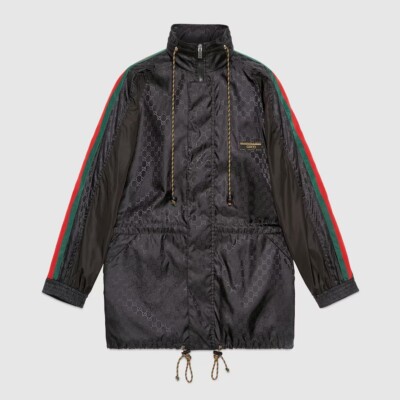 Authentic Gucci mens GG jacquard nylon Jacket Size 52 Style
