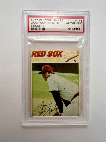 RARE Carl Yastrzemski 1977 Topps Venezuelan Sticker #176 - PSA AUTHENTIC (Pop 3) - Picture 4 of 5