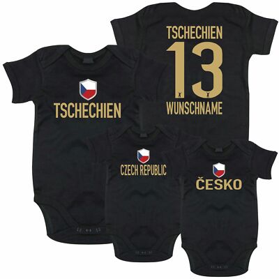Baby Body TSCHECHIEN Gold Druck Nummer Name Trikot Jersey EM FanShirts4u