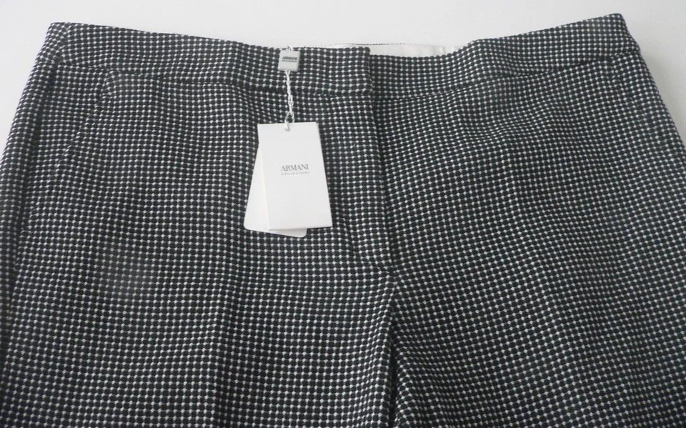 NWT ARMANI COLLEZIONI 52/16 pants trousers slacks black/white heavyweight career