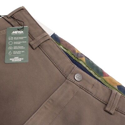 Meyer NWT Chinos / Casual Pants Size 50 34 US Rio Solid Brown Cotton Blend