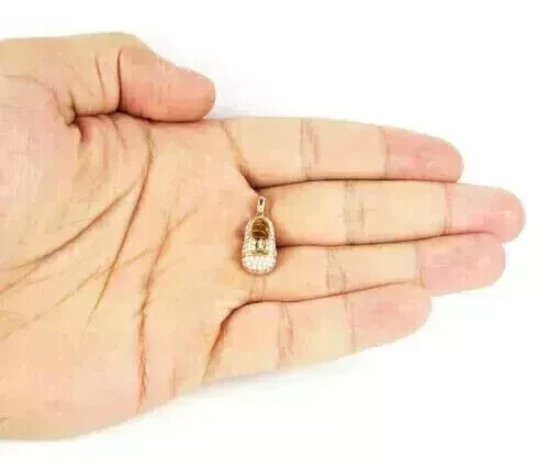 ''Baby Shoe'' 2Ct Diamond Round Cut Lab-Created Pendant 14k Yellow Gold Plated