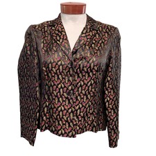Vintage S.l.b. Sz 14 Retro Peacock Jacket Festival Purple Gold Ls Lightweight