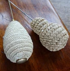 2 vintage 1950s cream wound braid bead top hat pin set -A218