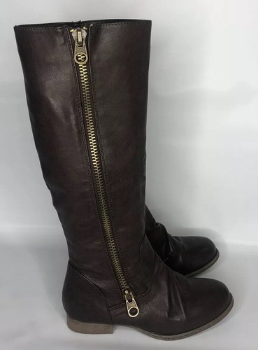 Para Mujer Mossimo Karie Marrón Oscuro Piel Sintética Botas Altas Con  Cremalleras Talla 6.5 | eBay