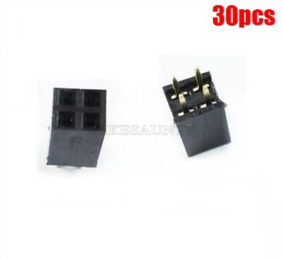 30Pcs Female Straight Header Pin Strip 2X2P 2X2 Pin 4P 2.54MM Double Row New tn