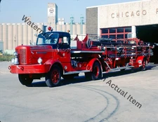 FWD Chicago ILL Tiller Aerial Ladder Fire Truck Photograph Print 8.5x11"