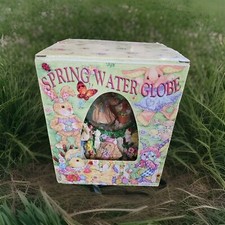 Easter Spring Water Snow Globe With Music Bunny Family Baby Tree Eggs