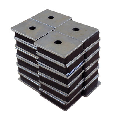 Ceramic Latch Magnet Assemblies - Rectangular with Center Hole, Zinc Plated, 1'' 