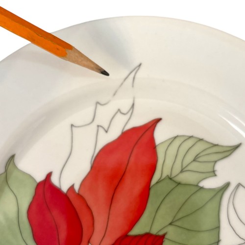 8 Block Watercolor BLOCK Poinsettia Salad Plates Goertzen 1982 8" Portugal - Picture 9 of 9