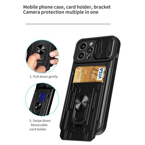 Camera Cover Card Slot Shockproof Stand Case For iPhone 15 Pro Max 14 13 12 11 8 - Picture 11 of 29