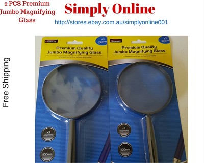2 LARGE JUMBO MAGNIFYING GLASS 10 cm - 4'' × 3 HIGH OPTICAL CLARITY GLASS LENS