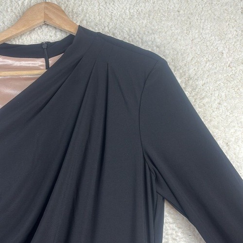 NWT Betsy & Adam Womens Black Asymmetric Ruched Slit Maxi Dress Gown Size 12 - Picture 5 of 12