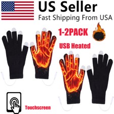 Electric USB Heated Gloves Winter Warming Thermal Ski Snow Hand Warm Windproof