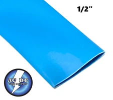 1/2" ID Blue Heat Shrink Tube 2:1 ratio 0.5" wrap (4 ft) inch/feet/to 13mm