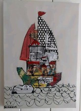 Contemporary Latin American Art, Collage Art, Sail Boat