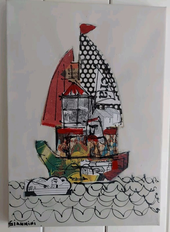 Contemporary Latin American Art, Collage Art, Sail Boat