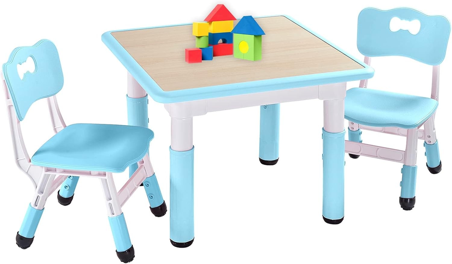 FUNLIO Adjustable Kids Table & 2 Chairs Set in Sky Blue 23.5in