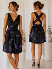 Marc Jacobs Collection Feather Print Cross Strap Halter Dress Sz 0