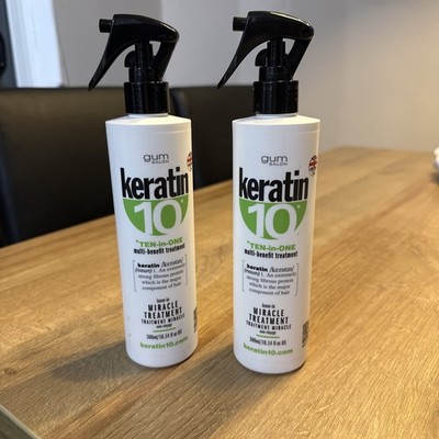 2 x KERATIN 10 Leave-in MIRACLE TREATMENT 300ml Kaugummi Friseursalon *******
