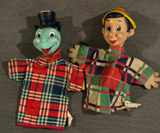 2  1950's  Disney   JIMINY CRICKET  PINOCCHIO    Vintage Hand Puppets