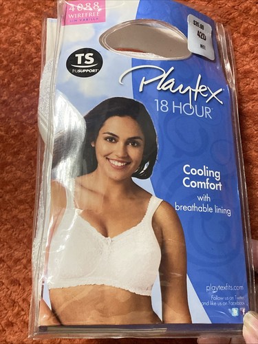 Playtex BH Damen 42D weiß bügellos Tru Support 18 Stunden 4088 kühlender Komfort