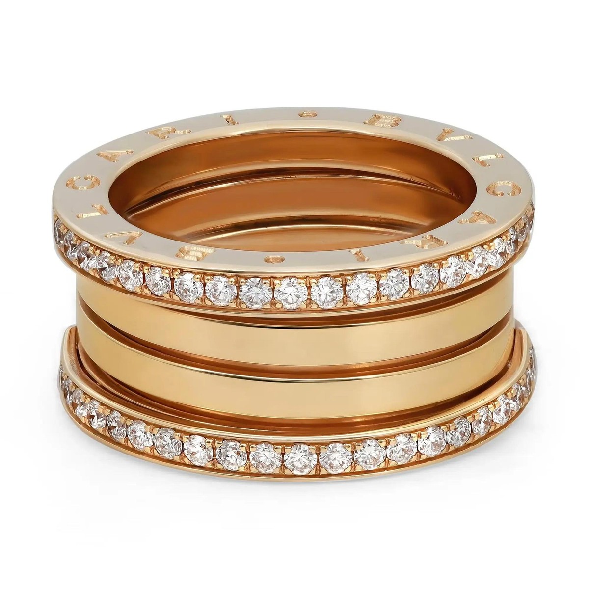 Bvlgari B.Zero1 Diamond Band Ring 18K Yellow Gold Size 55 US 7 | eBay