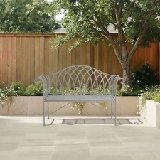 Grey Decorative Rustic Metal Garden Bench
