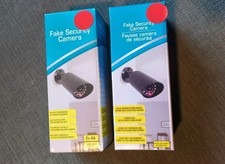 2 Pack Fake Security CCTV Camera Dummy Camera Black w Flashing Red LED Light
