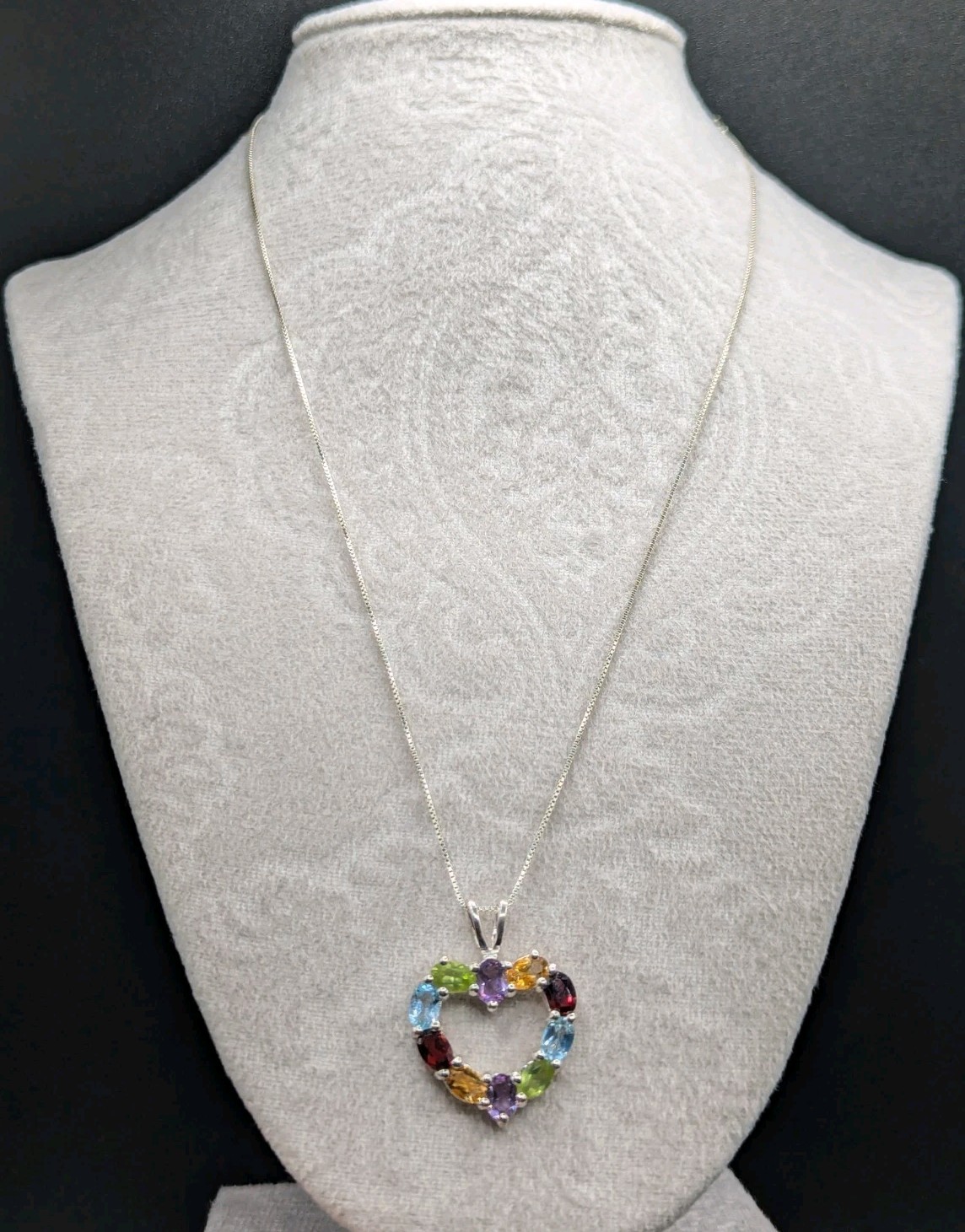 Sterling Silver Multicolor Multi Gemstone Open He… - image 3