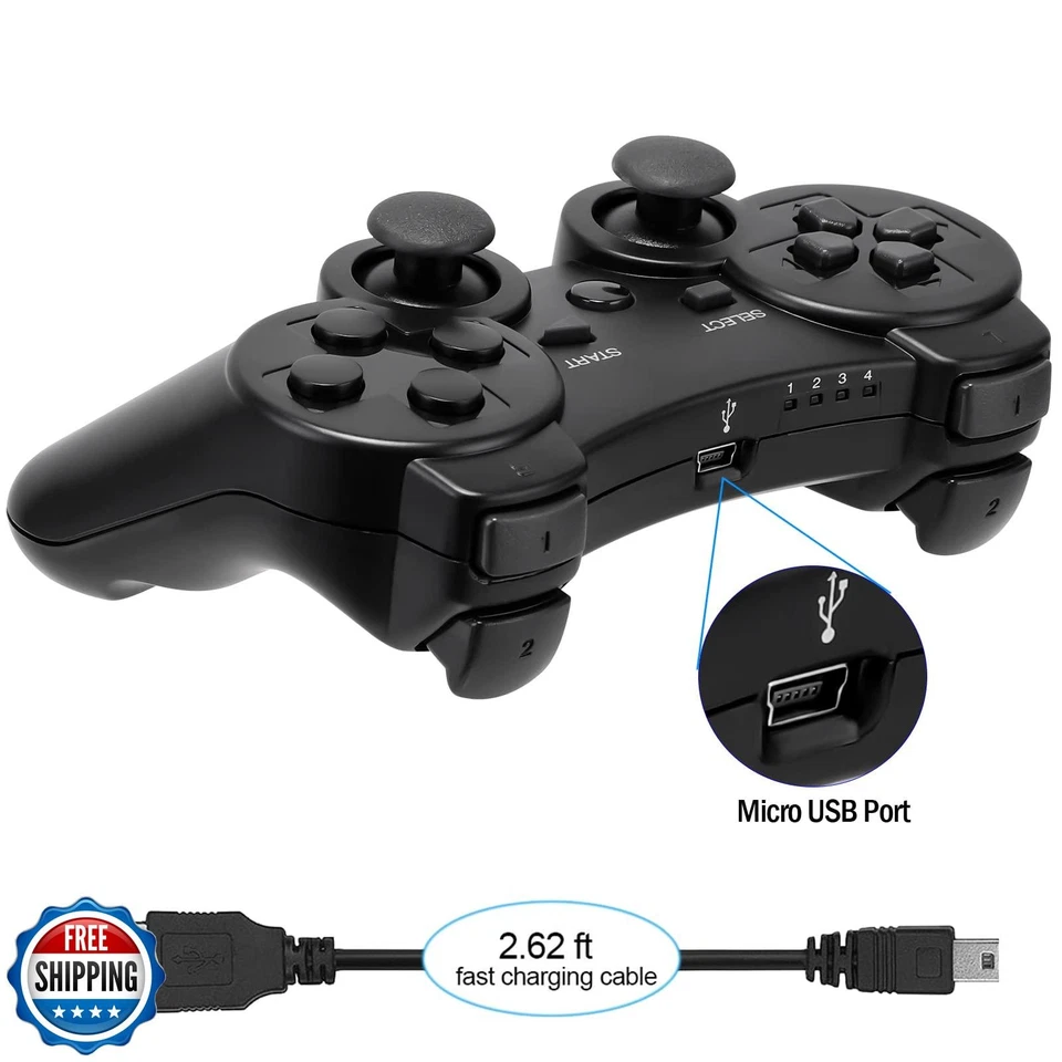 Ceozon PS3 Controller Wireless 2 Pack Gamepad Compatible for PS3 Remote Joyst - Image 4 of 4