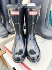 Hunter Women's Original Tall Rain Boots Black Gloss, Size 7 New With Box
