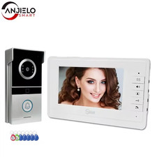 4 Wired Video Doorbell Intercom System,7 inch Monitor,Two-Way intercom,Real-time