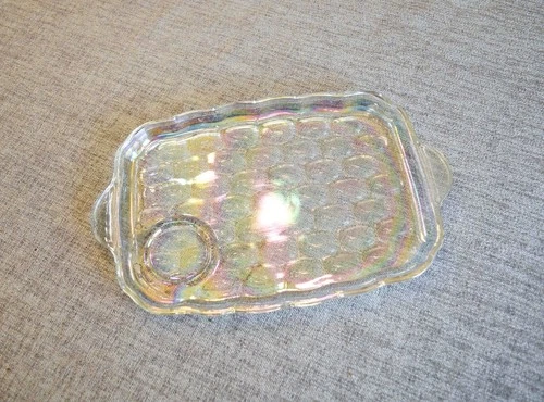 Vintage Iridescent Bubble Glass Snack Tray MCM