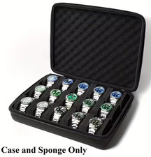 Hard-Shell 15 Slots Watch Storage Organizer Case, Watch Carry Box With Pillow