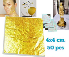 50x 24K Gold Leaf Sheets 4x4cm Thai Buddhist Gilding Foil Art Craft Decoration
