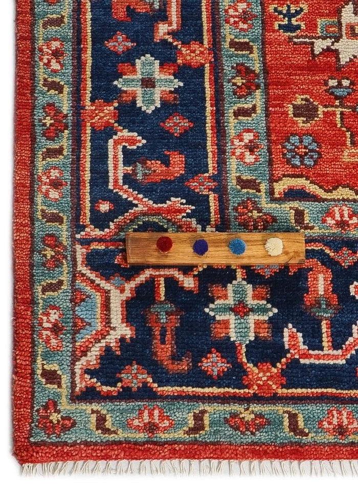 Hank Woven Folk Cherry Red Traditional Inspired Hand-Knotted Soft Wool Area Rug - Image 4 of 4