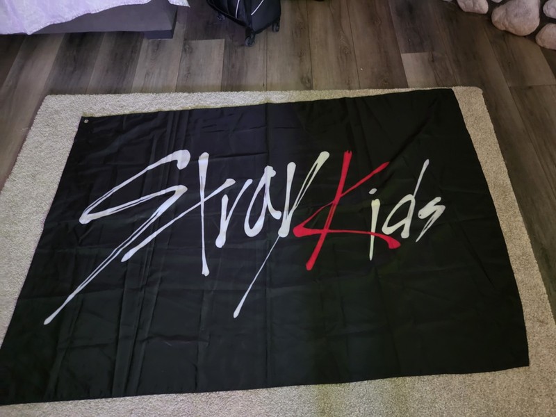 KPOP FLAG STRAY KIDS Black White And Red 48x69 