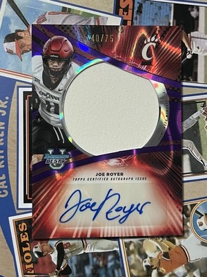 2025 Bowman University's Best JOE ROYER Purple Lava Game Worn Relic Auto /75
