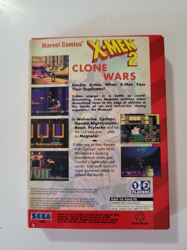 X-Men 2: Clone Wars (Sega Genesis, 1995) cartuccia gioco in scatola con manuale - Foto 3 di 13