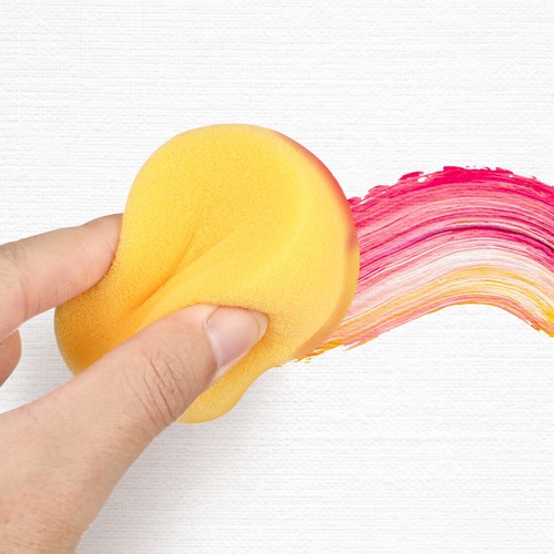 12 Pezzi Spugna Torta Rotonda Viaggio Bambino Giallo Pouncers per Pittura - Foto 4 di 11