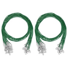 20 Pack 24" Waxed Necklace Cord, 1.5mm Bracelet Cord with Lobster Clasp Green