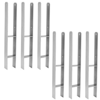 H-Post Support, H-Anchor, Zaunpfosten, Stahl, 6 Stück, 81x600x5 mm, wetterfest