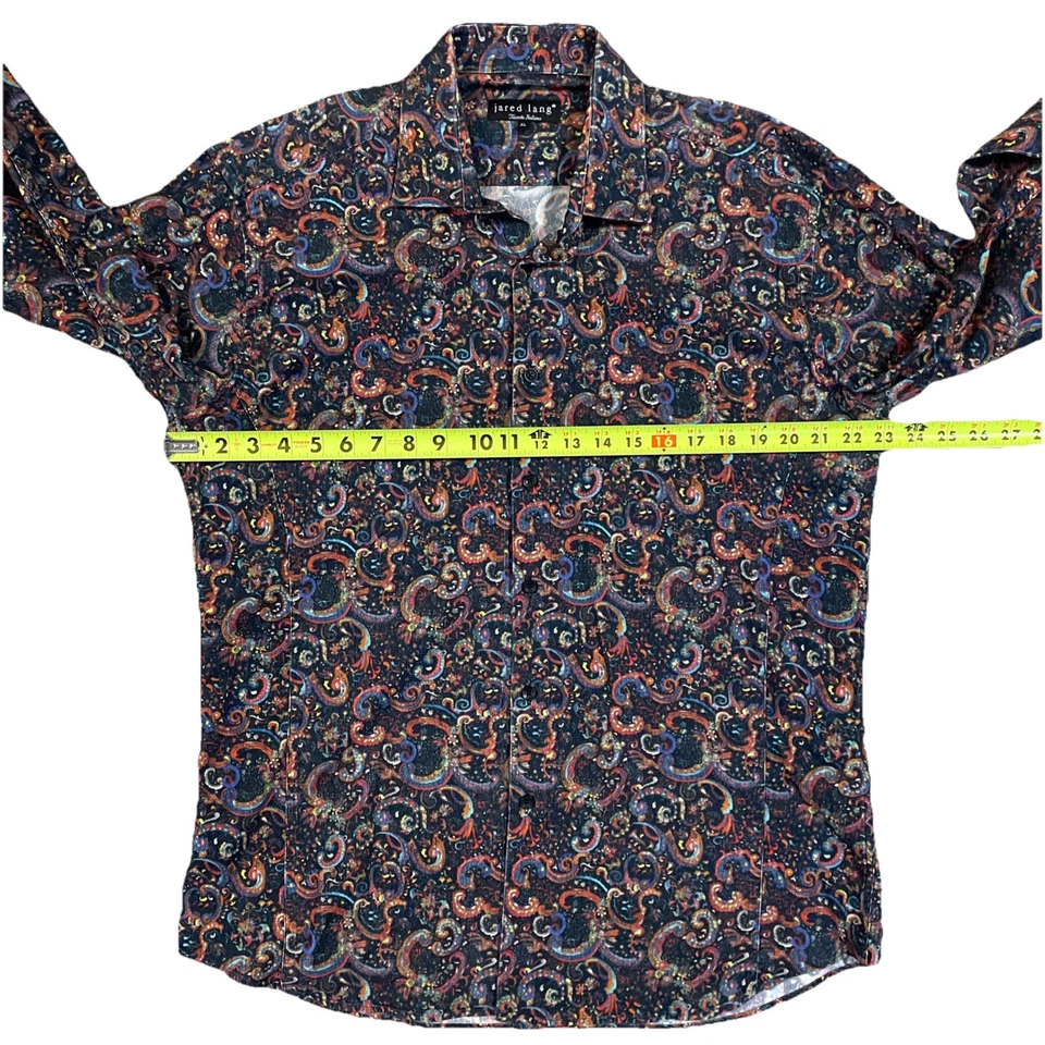 Jared Lang Paisley Print Textured Long Sleeve Shirt size XL 100% Cotton - Image 2 of 4