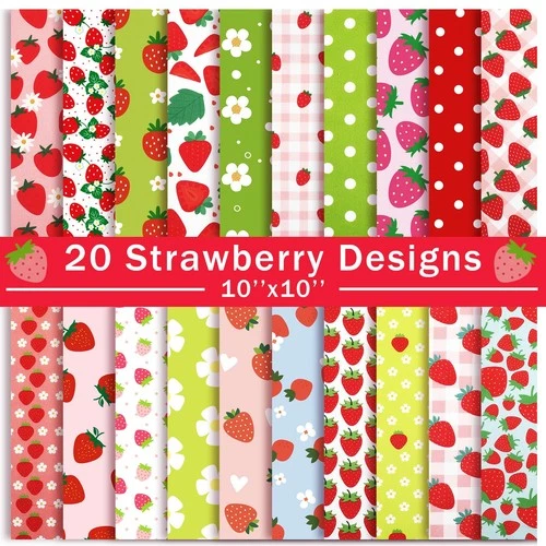 20 Pcs 10''x10'' Strawberry Fabric Strawberry Fabric Squares Quilting Cotton ... video thumbnail