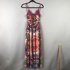 Maeve Anthropologie Dress Womens 0 Multicolor Maxi Spaghetti Strap Geometric