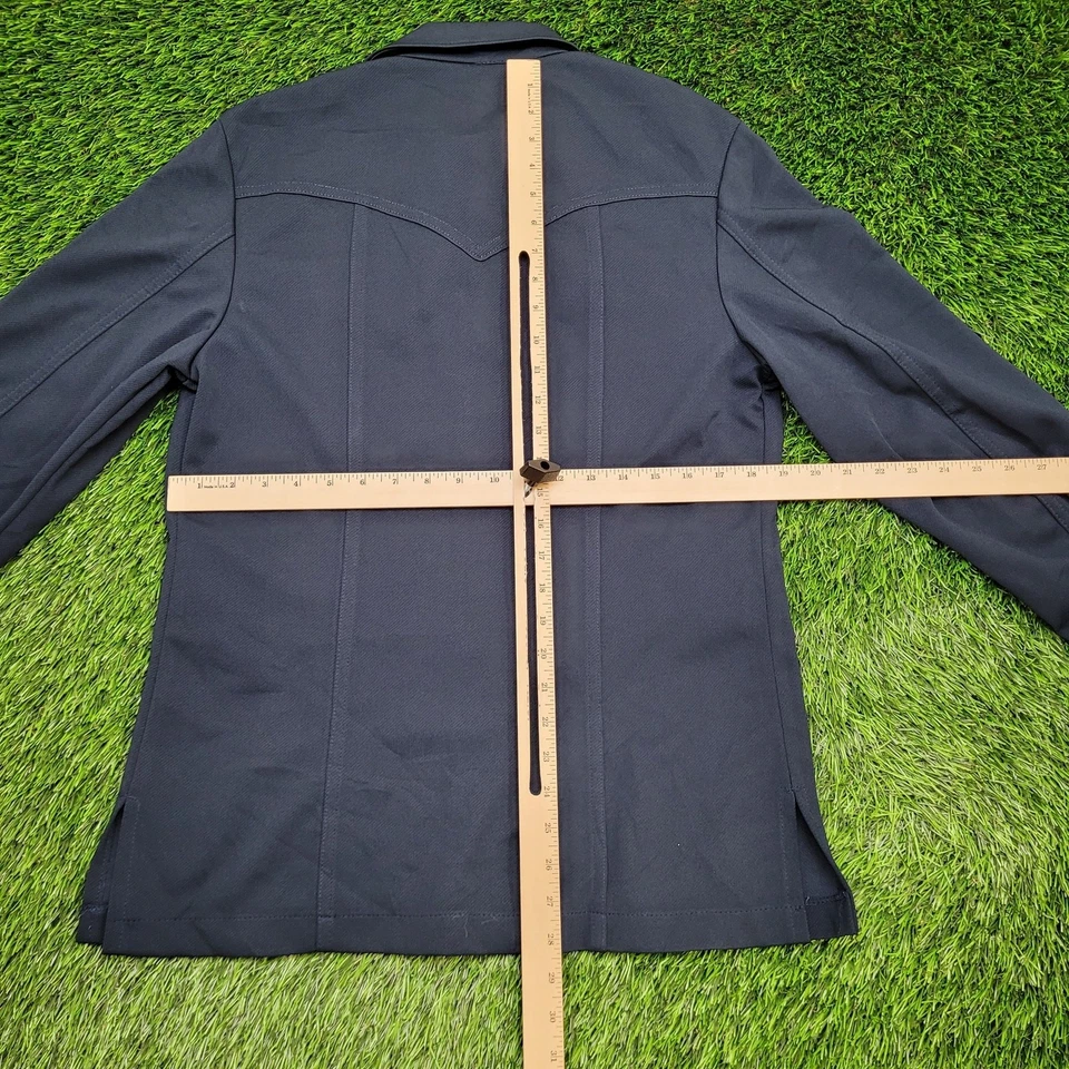 Vintage 80s LEE Hippie Western Shirt S/M 19x28 Blue Pearl-Snap - Image 4 of 4